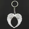 20 sztuk / partia Klucz Pierścień Brelok Biżuteria Posrebrzane Serce Angel Wings Charms Wisiorek Key Akcesoria Nowy