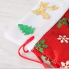 Sacchetto di caramelle natalizie Cartone animato in tessuto non tessuto Babbo Natale Pupazzo di neve Rosso Verde Borsa regalo per gioielli Borsa per snack natalizi per bambini