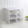 Thicken Clear Plastic Dustproof Shoe Storage Box Flip Transparent Shoe Boxes Candy Color Stackable Shoes Organizer Box LX2837