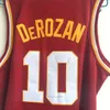 Universidade da NCAA do Sul da Califórnia (USC) 10 Jerseys de basquete de DeRozan Red Bordado Bordado Jersey Size S-Xxl Ed