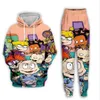 Yeni Erkekler Kadın Karikatür Rugrats 90'ın Komik 3D Baskı Moda Takipleri Hip Hop Pantolon Hoodies K03238D