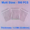Multi Rozmiary 500 szt. 1.5 MIL MIL Poly Bags worki Cal (1,5 "- 9.4") X (2,5 "- 13.8") Studka do pakowania z tworzywa sztucznego (40 do 240 mm) x (65 do 350 mm)
