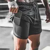 Men's Casual Shorts 2 in 1 Running Shorts Quick Drying Sport Gyms Fitness Bodybuilding Workout Built-in Pockets Short Men