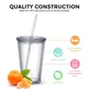 Classic Insulated Tumblers 16 oz. Double Wall Acrylic 4 pack / lot Straw Type Water Bottles Clear Drinking Cups Y200330