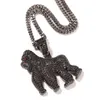 أزياء المشي غوريلا قلادة Iced Out Bling CZ Stone Animal Steplaces for Men Rapper Hip Hop Jewelry218L