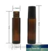 Großhandel – 10 ml (1/3 Unzen dickes bernsteinfarbenes Glas zum Aufrollen, ätherisches Öl, leere Aromatherapie-Parfümflasche + Metallkugel