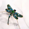 2020 New Hot Insect Dragonfly Rhinestone Pins Badge Brooches For Women Men Fashion Jewelry Retro Boutonniere