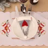 Fashion Cartoon Elf Christmas tableware cover red fork knife case Christmas tree hangs Festive Party Home decor drop ship