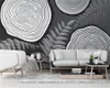 3d hem tapet Nordic modern minimalistisk trähjul växt lämnar svart och vitt utskrift HD dekorativa vackra tapeter