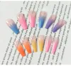 NAF008 20pcs/set Gradient Candy Color Finished Nail Art Tips Colorful Artificial False Nails With Glue Rainbow Nail Tips Decoration