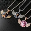 Engelsflügel Charm Anhänger Halskette Gold Silber Hip Hop Kubanische Halskette Fotorahmen Individualisierung 24" 20" Für Männer Frauen Weihnachtsgeschenk