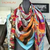 100% Twill Silk Scarf Kobiety Szalik Hidżab Wydrukowano Hot Design 130 * 130 cm Scarvessilk Moda Kobieta Bandana Wrap Lady Prezent T200818