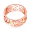 2021 hollow flower lovers wedding diamond love Rings 18k rose pink gold filled engagement anel anillo Size 6,7,8,9 for Women