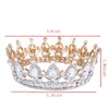 Bling Luksusowy Vintage Gold Wedding Crown Alloy Bridal Tiara Barokowa Królowa Królowa Korona Złoty Kolor Rhinestone Tiara Korona Akcesoria Ślubne