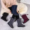 EOFK Waterproof Winter Boots Female Shoes Mid-Calf Boots Women Warm Ladies Snow Bootie Wedge Rubber Short Plush Botas Mujer 2020