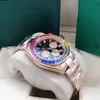 Klassieke 40 mm regenboogring horlogeband voor heren en dames automatisch mechanisch uurwerk van hoogwaardige roestvrijstalen horloges201t