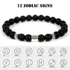 2021 Nieuwe Mode De Zodiac Charms Matte Blackstone Bead Identificatie Armband Mannen Dames Constellation Armband Handemade Sieraden