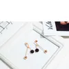 Pendientes colgantes circulares con bola de acero inoxidable de diseño elegante a la moda para mujeres y niñas, oro rosa