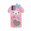 3D-Cartoon-niedlicher Cinnamoroll-Spiegel mit Lanyard-Hüllen für iPhone 13 12 11 Pro X Xs XR Max SE 7 8plus Japan schöne Katze My Melody co5676927