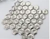 2020 venda quente Branca de aço inoxidável superfície de desenho sólido hexagonal de metal de fundo de mosaico telha KTV w