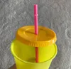 16oz 24oz 24oz Plastic Kleur Veranderende Cup PP Temperatuur Sensing Magic Drink Cups Mokken met deksel en stro herbruikbare Tumblers GGA3666-2