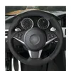 DIY الأسود الجلد المدبوغ التوجيهية جلد السيارات المخاطة يدويا تغطية عجلة القيادة لسيارات BMW E60 550i 530D 545I E61 E63 E64 جولة 2005-2009 630I