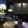 태양 램프 회전 가능한 듀얼 컬러 RGBW 다채로운 잔디 빛 360도 더블 헤드 PIR 모션 센서 야외 정원 스팟 투광 조명 4 조명 모드