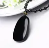 Drop shipping Natural Black Obsidian Pendant Carved Chinese Dragon Phoenix Pendant Necklace Gift for Men Women's Jade Jewelry
