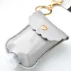 with Clip 60ML Hand Sanitizer Bottle PU Leather Holder Cover Bag Set Perfume skin care product Travel Bottles Bag key chain Pendants D9201