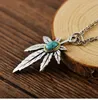 925 Sterling Silver Feather Eagle Maple Leaf Turquoise Natural Crystal Men Kvinnor Halsband Pendantsmycken276y