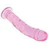 Dildo di vetro rosa Bellezza Giocattoli adulti del sesso per la donna Plug anale Pene di vetro Dildo per le donne Masturbatore Stimolatore del punto G Y200422