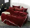 4PCS Crystal Velvet Round Bed Sheet Pillowcase Duvet Cover Sets Lace Edge Skirt Embroidery Quilt Cover18497122