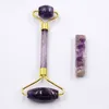 New Zinc Alloy Integrated Frame Face Siliming Amethyst Jade Roller Massager Purple without Noise