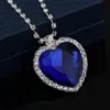 Hot Selling Titanic Necklace The Heart Of The Ocean Diamond Necklace Crystal chain luxurious heart Pendant Necklaces for Women