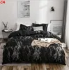 Queen King Beddengoed Dekbedovertrek Set Marble Gedrukt 3 stuk Microfiber Down Trooster Quilt Cover met ritssluiting Beste moderne stijl