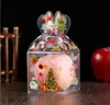 Boîte de bonbons transparente en PVC Décoration de Noël Boîte d'emballage cadeau Père Noël Bonhomme de neige Sacs de pommes de bonbons Fournitures de fête Boîtes de rangement LSK1103