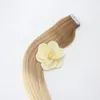 Mode Blond Human Hair Weave I lager PU Skin Väft Remy Hair Tangle Gratis Färg T6 24 Typer Brasilianskt hår