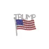 Trump Broş Pin Elmas Amerikan Bayrağı Broş Yapay elmas Harf Trump Rozetler Kristal Rozet Coat Elbise iğneler Giyim Takı YYA386