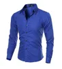 Erkek Elbise Gömlek Erkekler Gömlek Uzun Kollu Düğme Up Akıllı Rahat Resmi Düz Turn-down Yaka M-XXL 5 Renkler1
