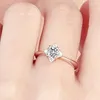 18K AU750 gul guldring kvinnor bröllopsdag engagemang party ring fyrkantig rund moissanite diamant elegant romantisk söt