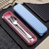 Portable Cutlery Set Stainless Steel Flatware Set For Outdoor Travel Picnic Dinnerware Set Metal Straw With Box Bag Kitchen Utensil