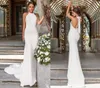 Hot Sale Mermaid Simple Wedding Dress Ivory Stain Wedding Gowns Elegant Backless Bride Dresses Vestido De Noiva Sereia