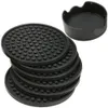 4.3 tum 6st / set Black Round Silicone Drink Coasters Cup Mat Cup Costers Porslin With Holder Black Round Silicone