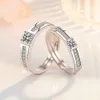Anelli di nozze in argento sterling 925 per donne uomini promessi gioielli coppie amanti anelli di barretta zirconi regalo misura regolabile WH5283645