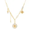 Mode 18k guldpläterad rostfritt stål halsband moder pärla halsband stjärna hängande halsband för kvinnor vintage smycken