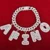 Bracelet de cheville en forme de Baguette avec nom personnalisé pour femmes, chaîne cubaine de 10MM, couleur or, Zircon, bijoux Hip Hop Rock remplaçables, 5779386