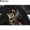 Dark Icon PU Leather Patchwork Bomber Jacket Embroidery Padded Thick Winter Men's Jackets Baseball Jacket Man