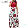 Hot Sale Women Summer Long Dress Floral Print Bohemian Beach Maxi Dress Casual Patchwork Short Sleeve Party Dresses Vestidos Verano 2020