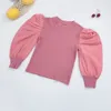 2020 New girls Tshirt kids cotton puff sleeve princess tops children all matching bottoming shirt A41439791803