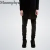 Denim Skinny All Black Slim Fit Straight Men Solid Color High Street Biker Jeans MX200814